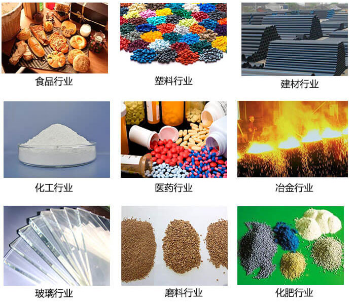  方形振動(dòng)篩適用行業(yè)：食品，塑料，建材，化工，醫(yī)藥等行業(yè)展示圖 